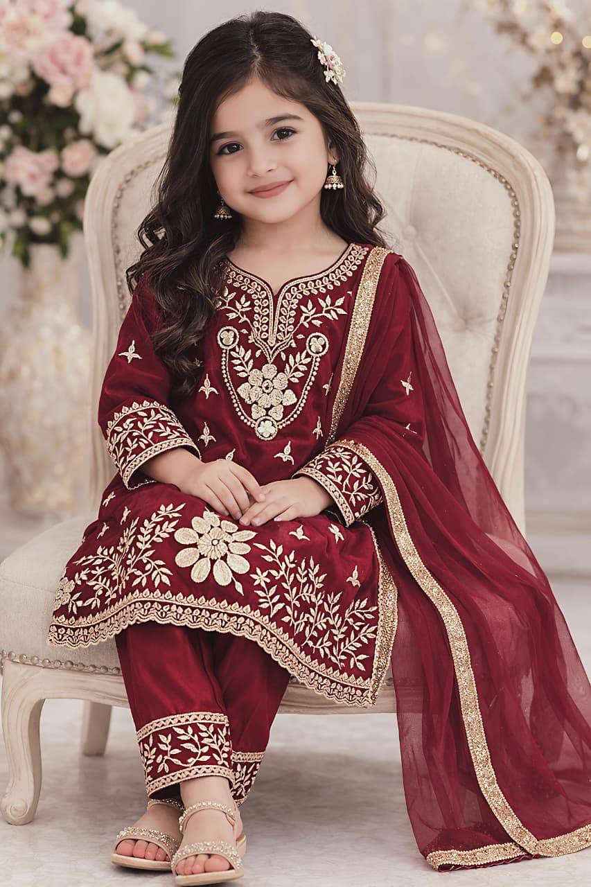  Trending New Ramzan Eid Special Silk Red Affordable kids wear in Delhi